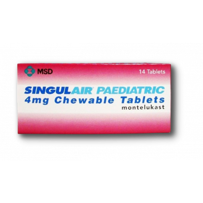 SINGULAIR PAEDIATRIC 4 MG ( MONTELUKAST ) 14 CHEWABLE TABLETS